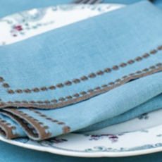 Letizia Linen Napkin - Dolphin/Walnut