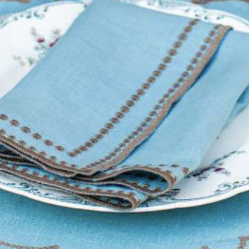 Letizia Linen Napkin - Dolphin/Walnut