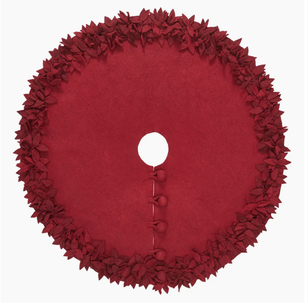 Tree Skirt Maroon w/ Flowers - 64"