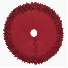 Tree Skirt Maroon w/ Flowers - 64"