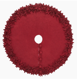 Tree Skirt Maroon w/ Flowers - 64"