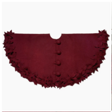 Tree Skirt Maroon w/ Flowers - 64"