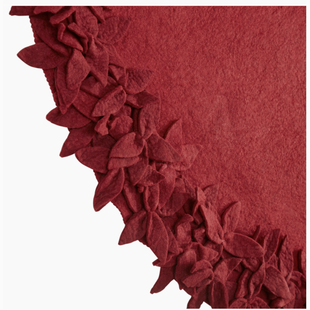 Tree Skirt Maroon w/ Flowers - 64"