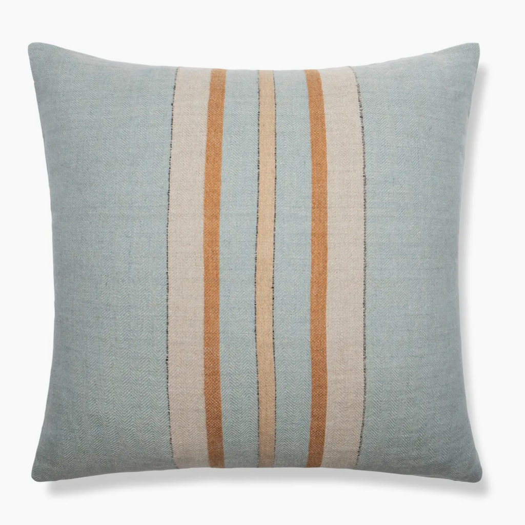Bruges Striped Cushion Blue/Chestnut 22"SQ