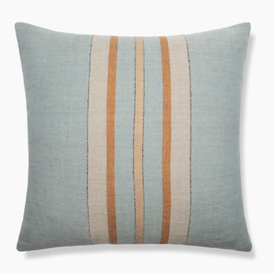 Bruges Striped Cushion Blue/Chestnut 22"SQ