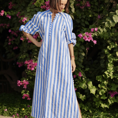Positano Kaftan - Blue Cabana Stripe