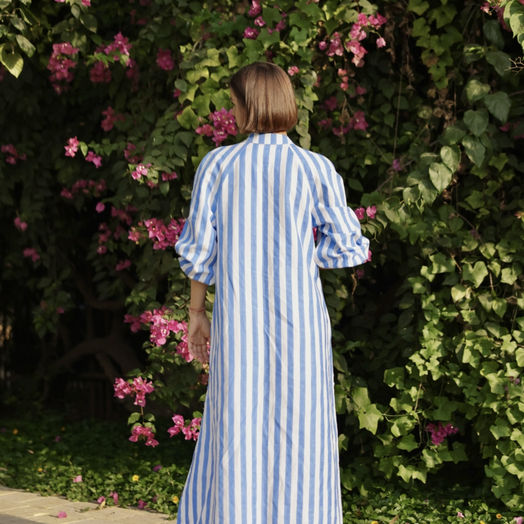 Positano Kaftan - Blue Cabana Stripe