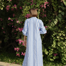 Positano Kaftan - Blue Cabana Stripe