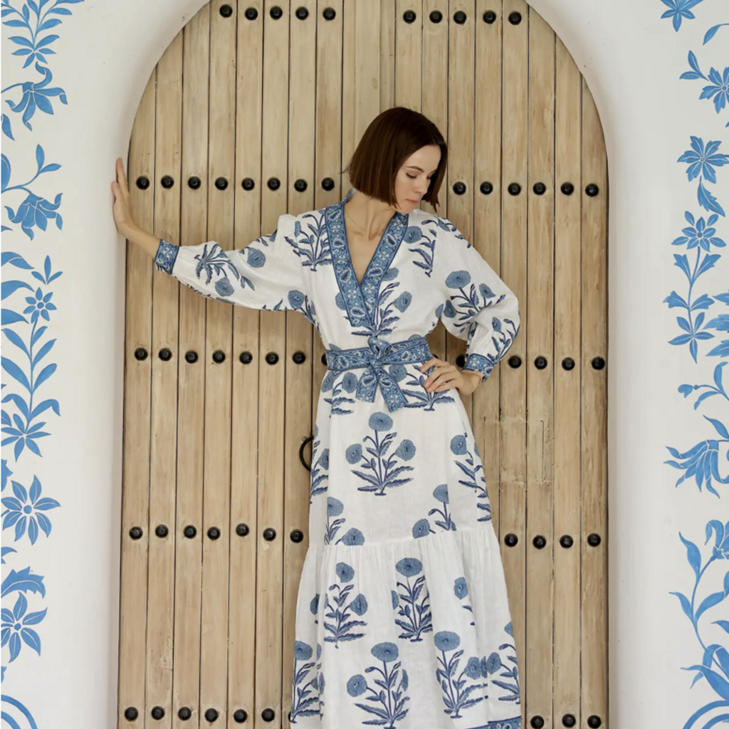 Capri Maxi Dress Indigo Flower