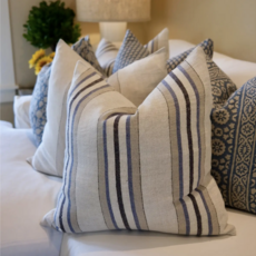 Antwerp Cushion Blue/Natural Stripe 22"SQ