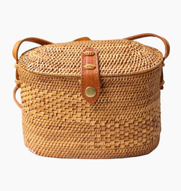 Nantucket Bag - Oval Rattan Top Lid Crossbody
