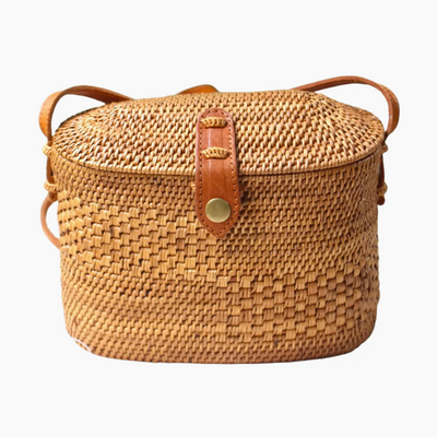 Nantucket Bag - Oval Rattan Top Lid Crossbody