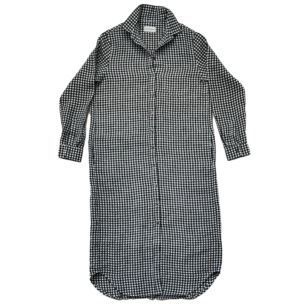 Lucy Dress 100% Linen - Black & White Gingham