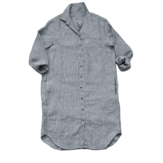 Eve Dress 100% Linen - Navy Stripe