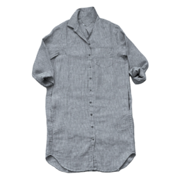 Eve Dress 100% Linen - Navy Stripe