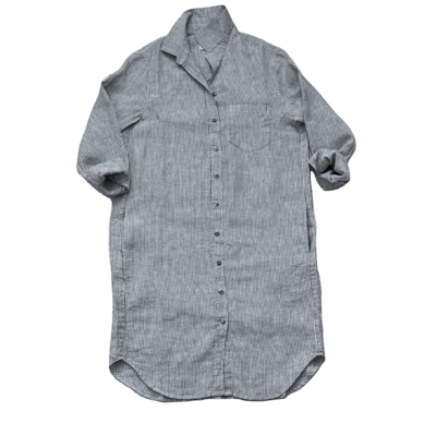 Eve Dress 100% Linen - Navy Stripe