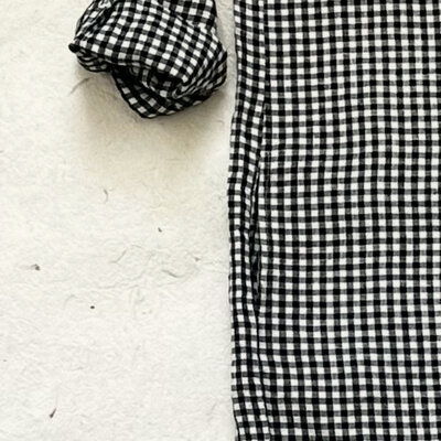 Lucy Dress 100% Linen - Black & White Gingham