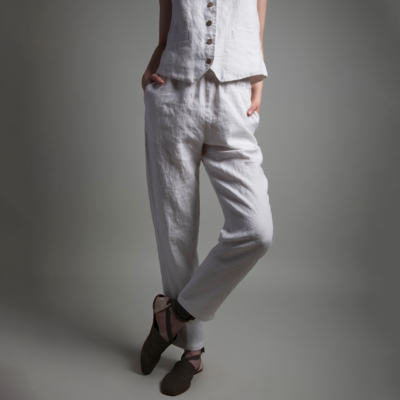 Relax Tapered Ankle Pant - 100% Linen