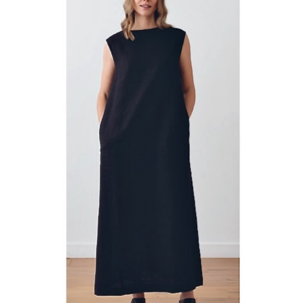 Paris Dress 100% Linen - Night Blue