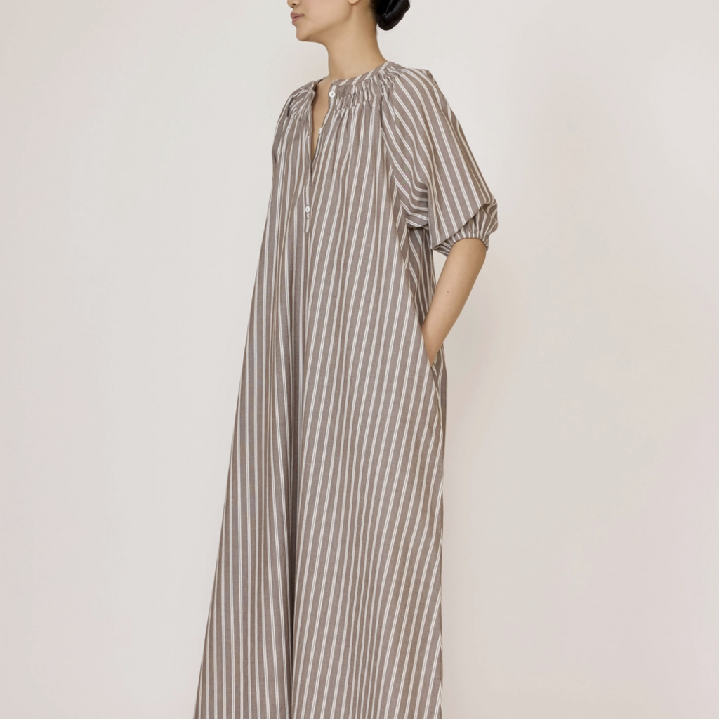 Popover Tunic Dress - Acorn Stripe