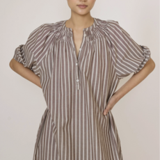 Popover Tunic Dress - Acorn Stripe