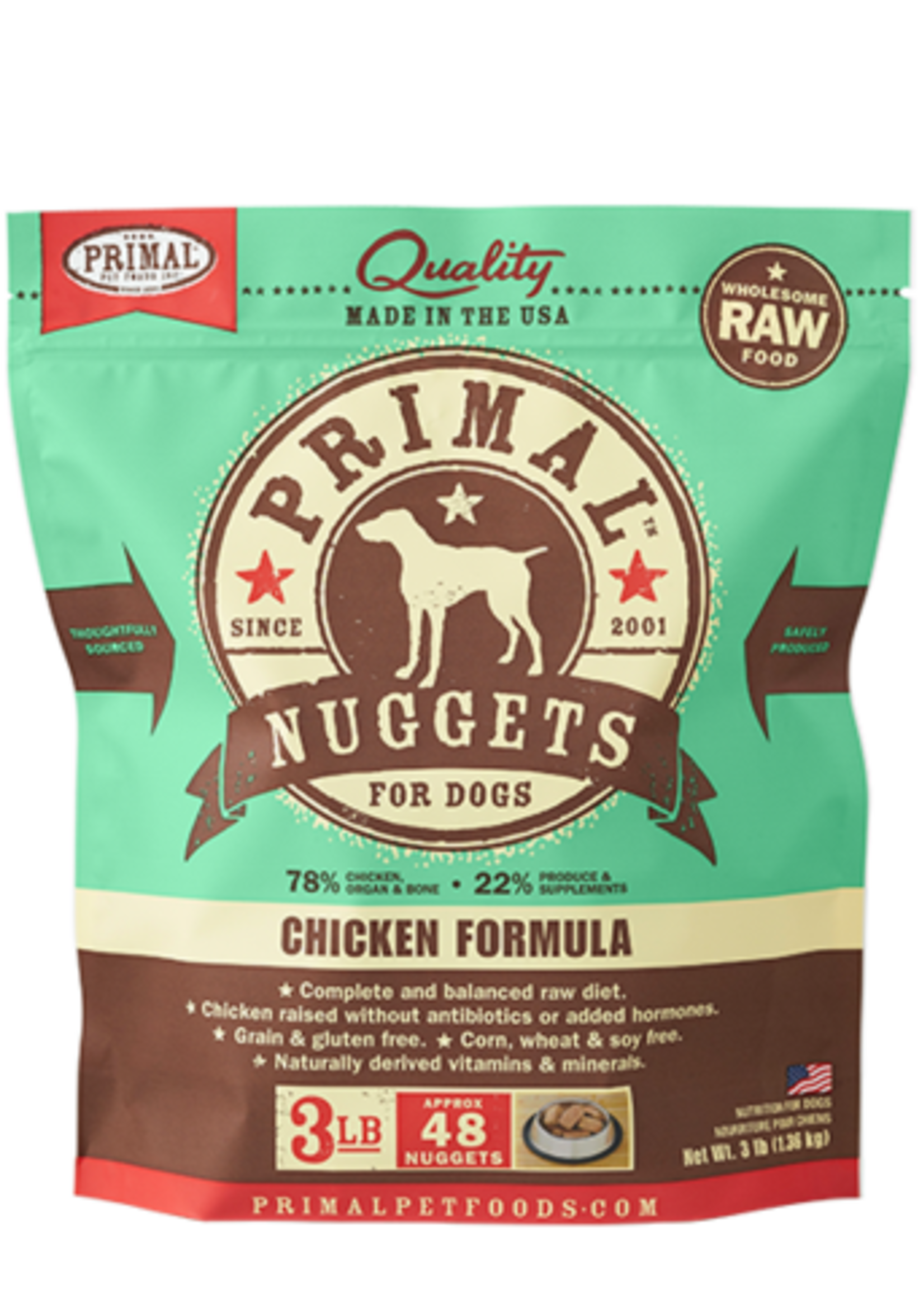 Primal Primal Frozen Dog Chicken Nuggets 3lb