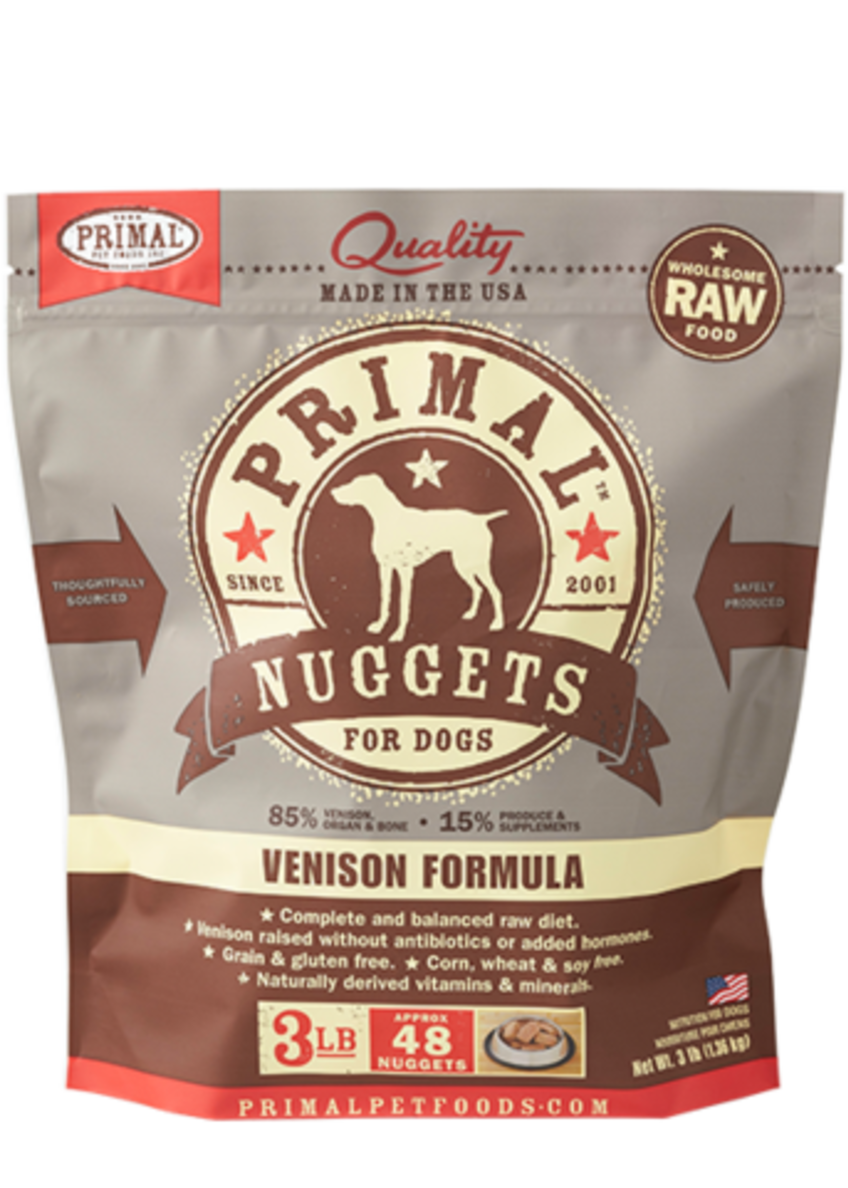 Primal Primal Frozen Dog Raw Nuggets Venison 3lb