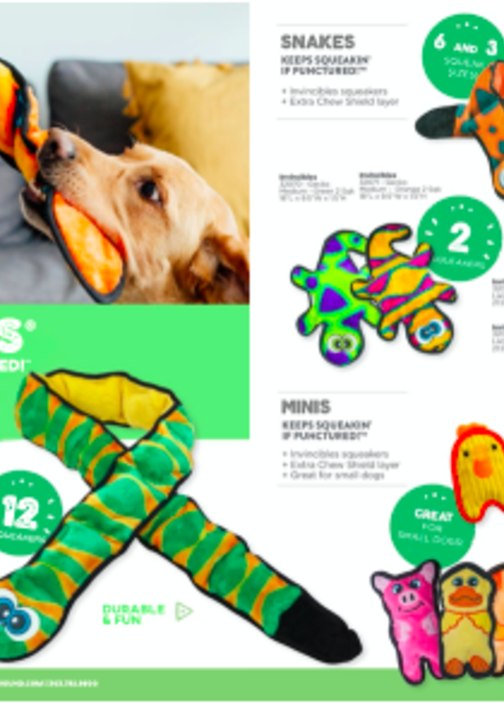 Outward Hound Outward Hound \ Invincibles \ Gecko \ 4 squeaker \ Orange/Pink