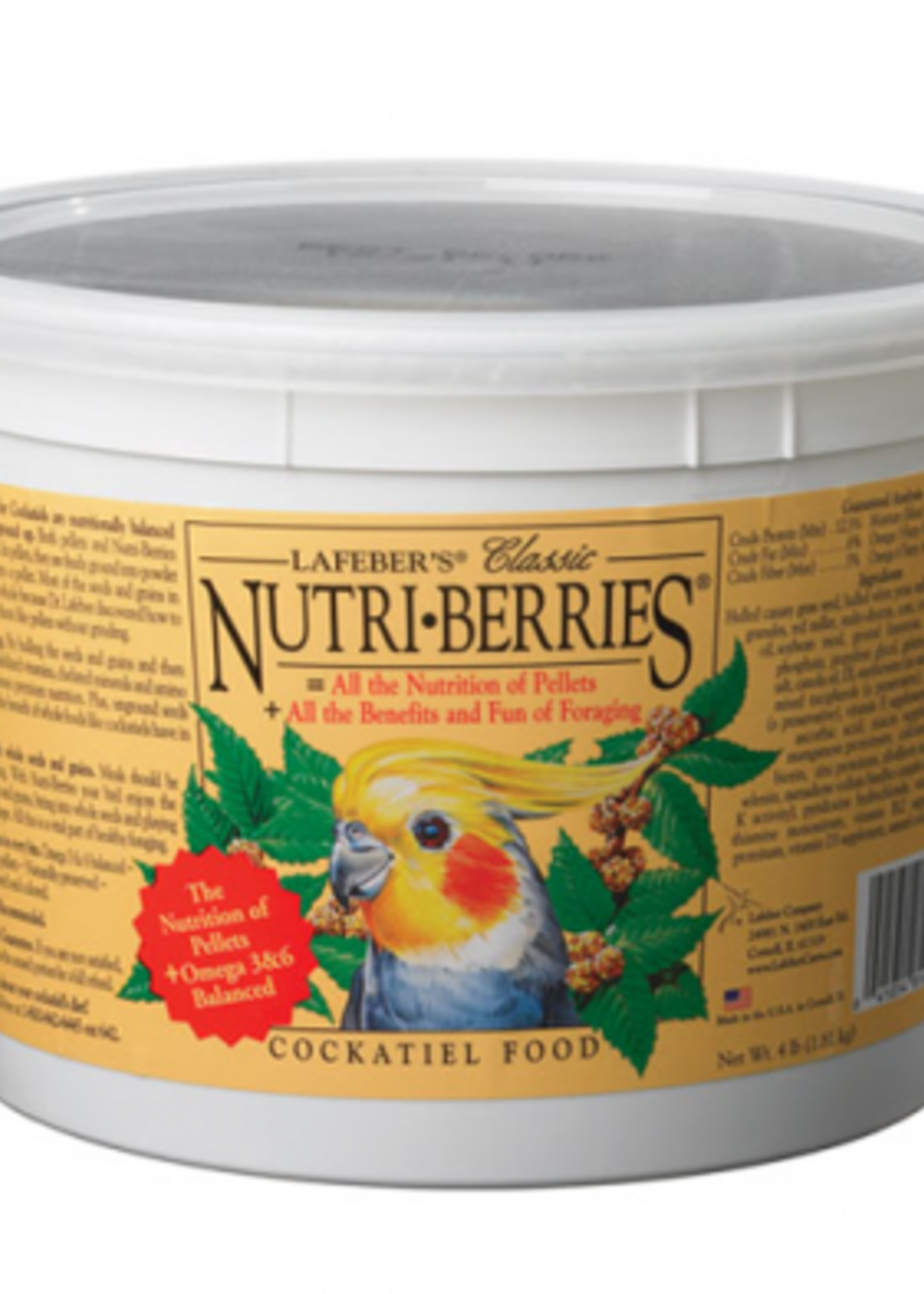 Lafebers Lafeber's Classic Nutri-berries Cockatiel Food 4 lb Pail