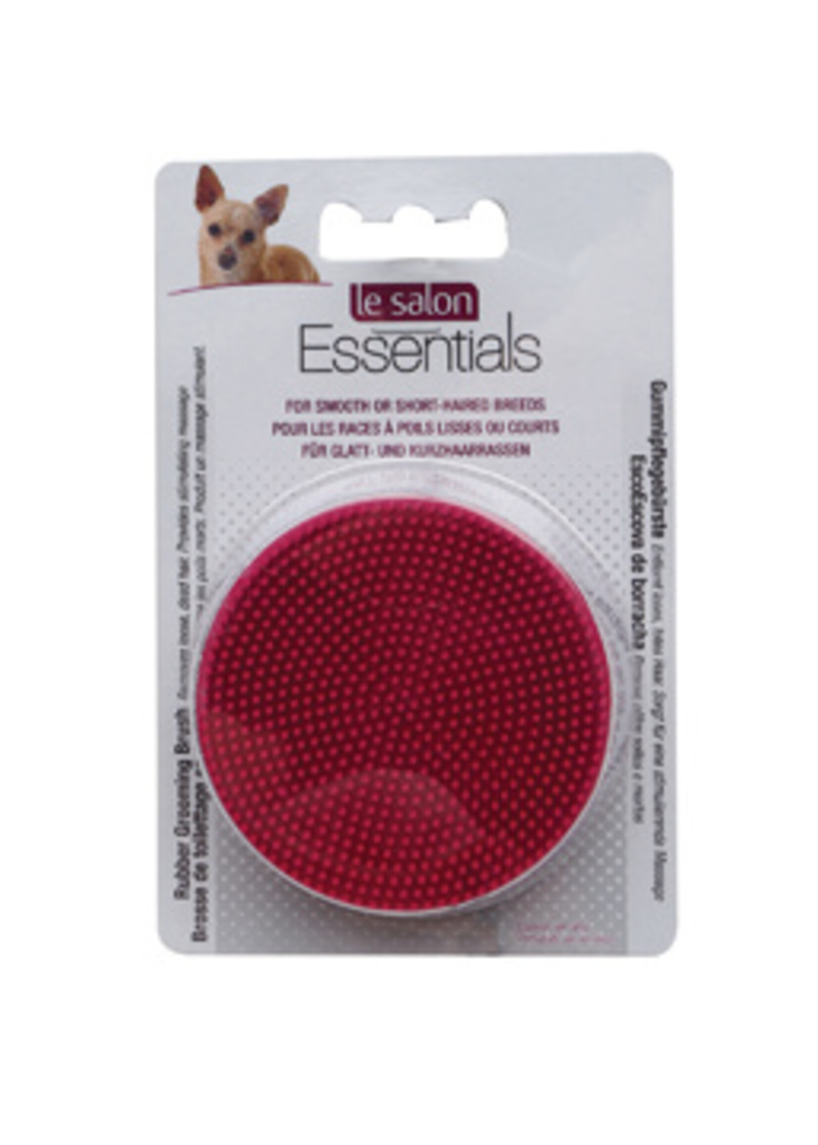 LS - Le Salon Le Salon Essentials Dog Round Rubber Grooming Brush, Red - 3in dia.