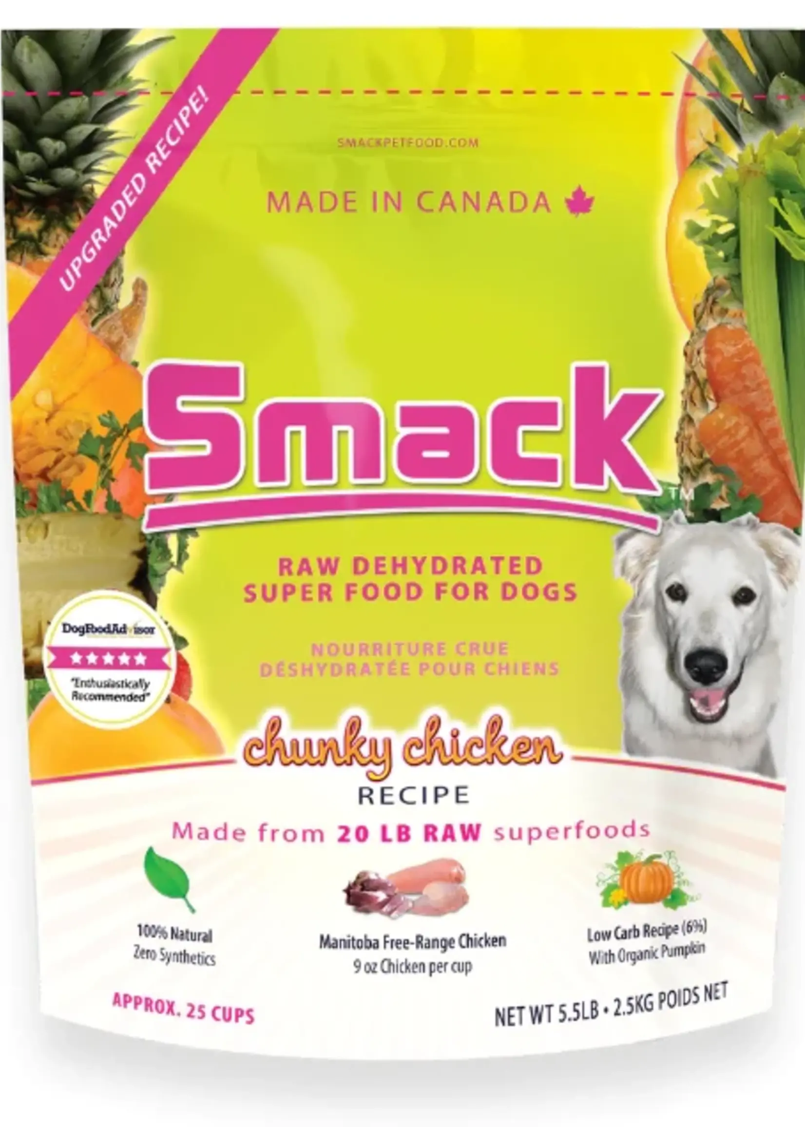 Smack Pet Food Inc. Smack Raw Dehydrated Super Food for Dogs Chunky Chicken 250g