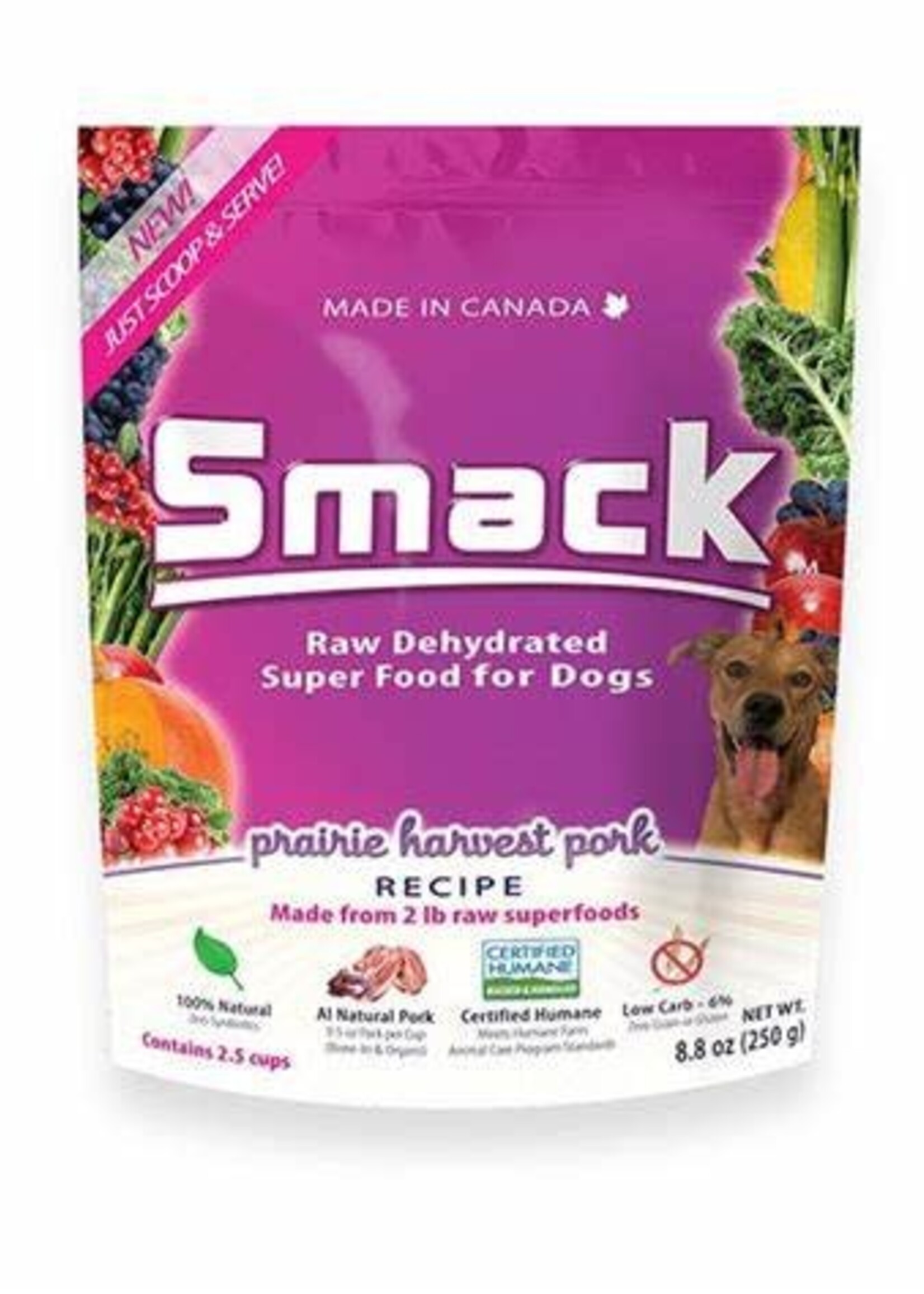 Smack Pet Food Inc. Smack Dehydrated Super Food for Dogs Prairie Harvest Pork 250g