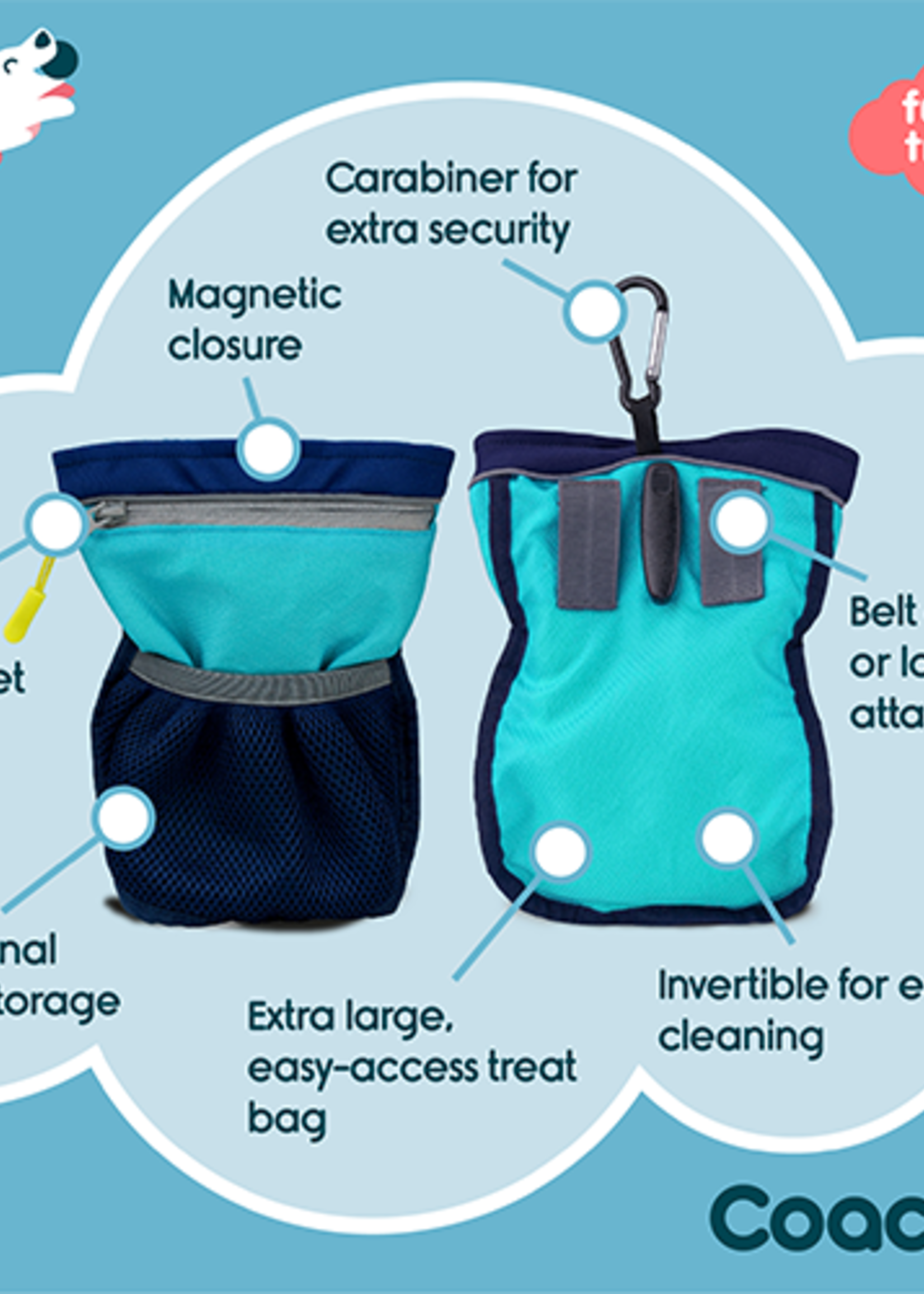 COMPANY OF ANIMALS COACHI PRO TRAIN & TREAT BAG NAVY & LIGHT BLUE