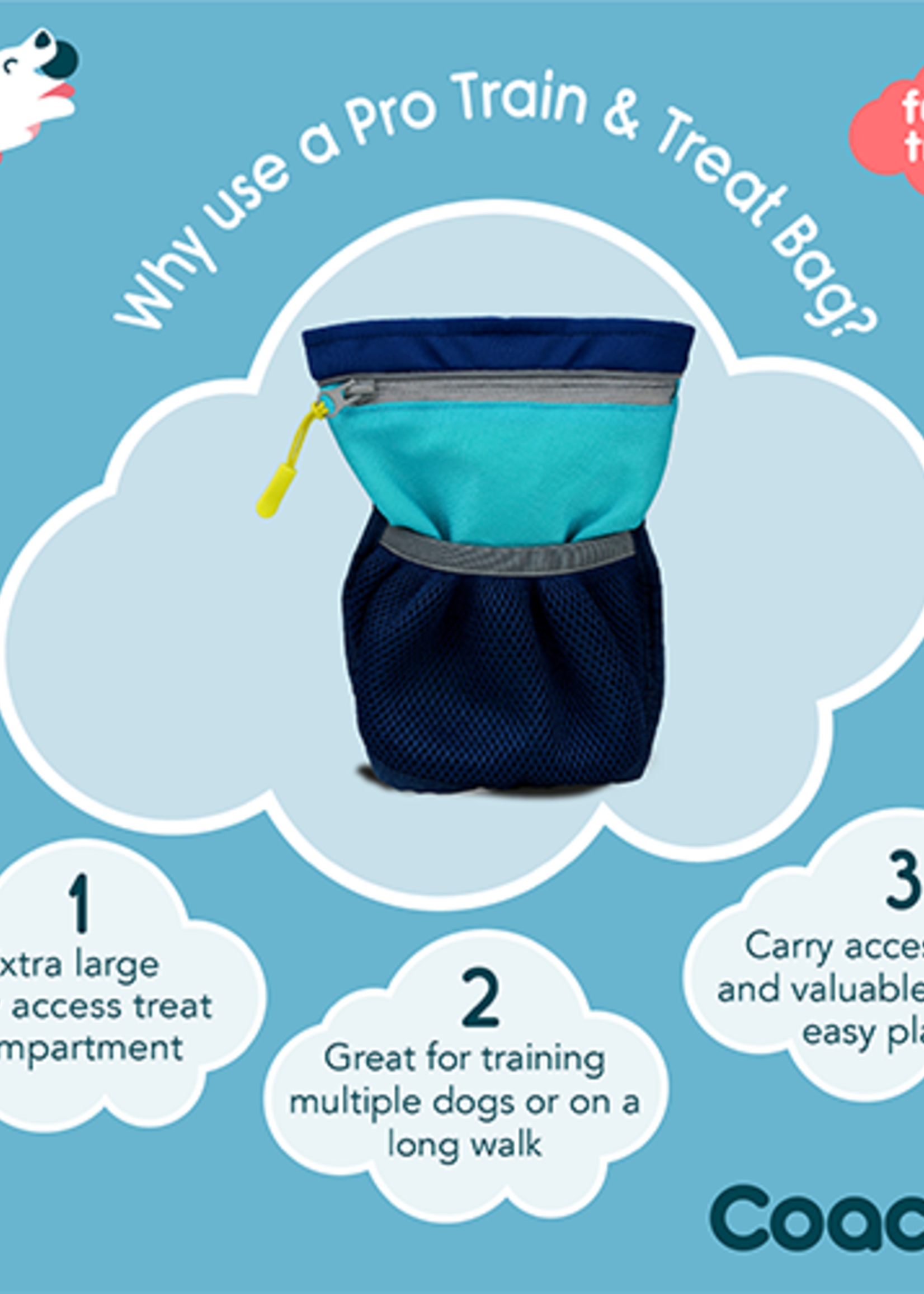 COMPANY OF ANIMALS COACHI PRO TRAIN & TREAT BAG NAVY & LIGHT BLUE