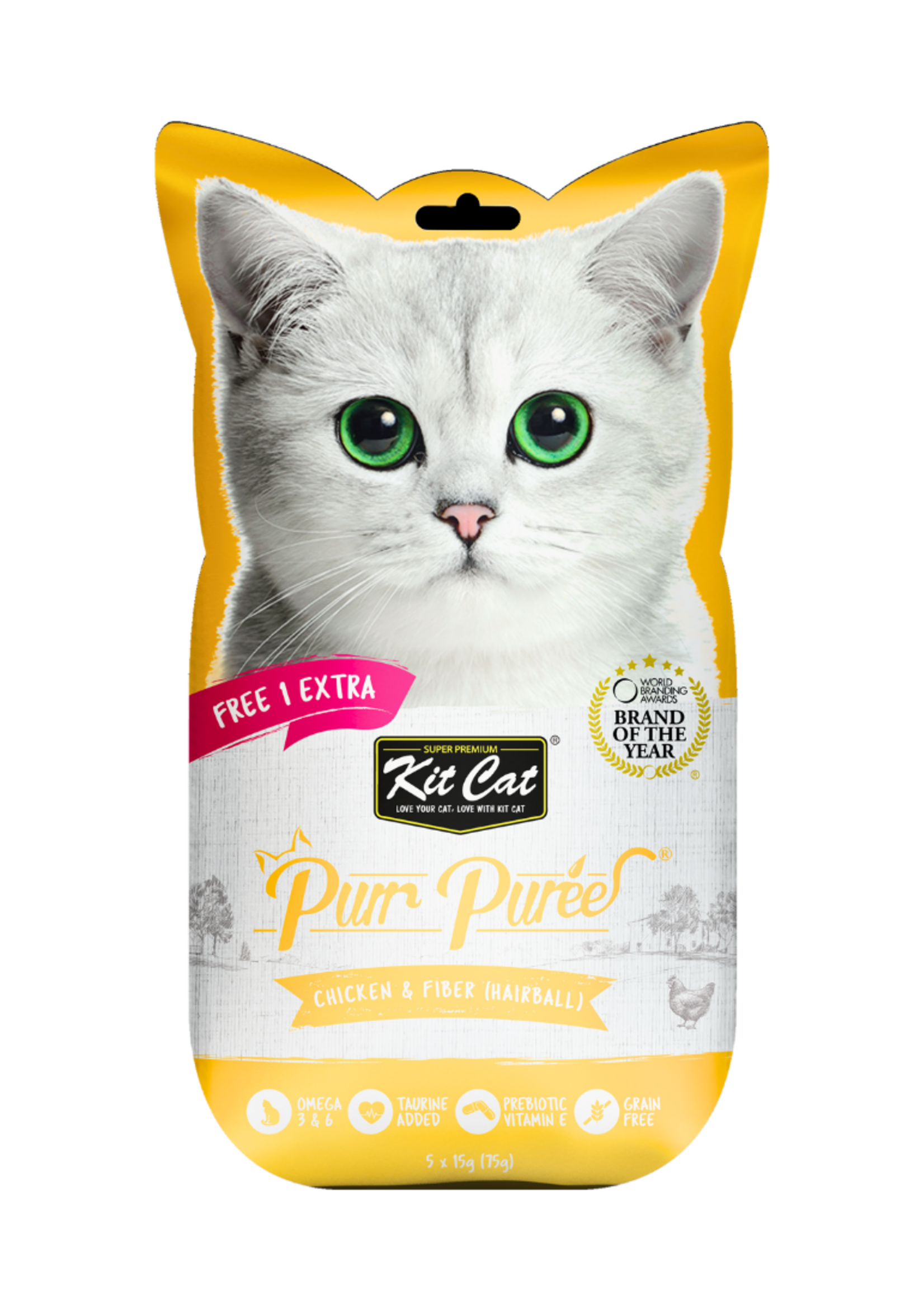 Kit Cat KIT CAT® PURR PURÉES® CHICKEN & FIBER (HAIRBALL) CAT TREAT