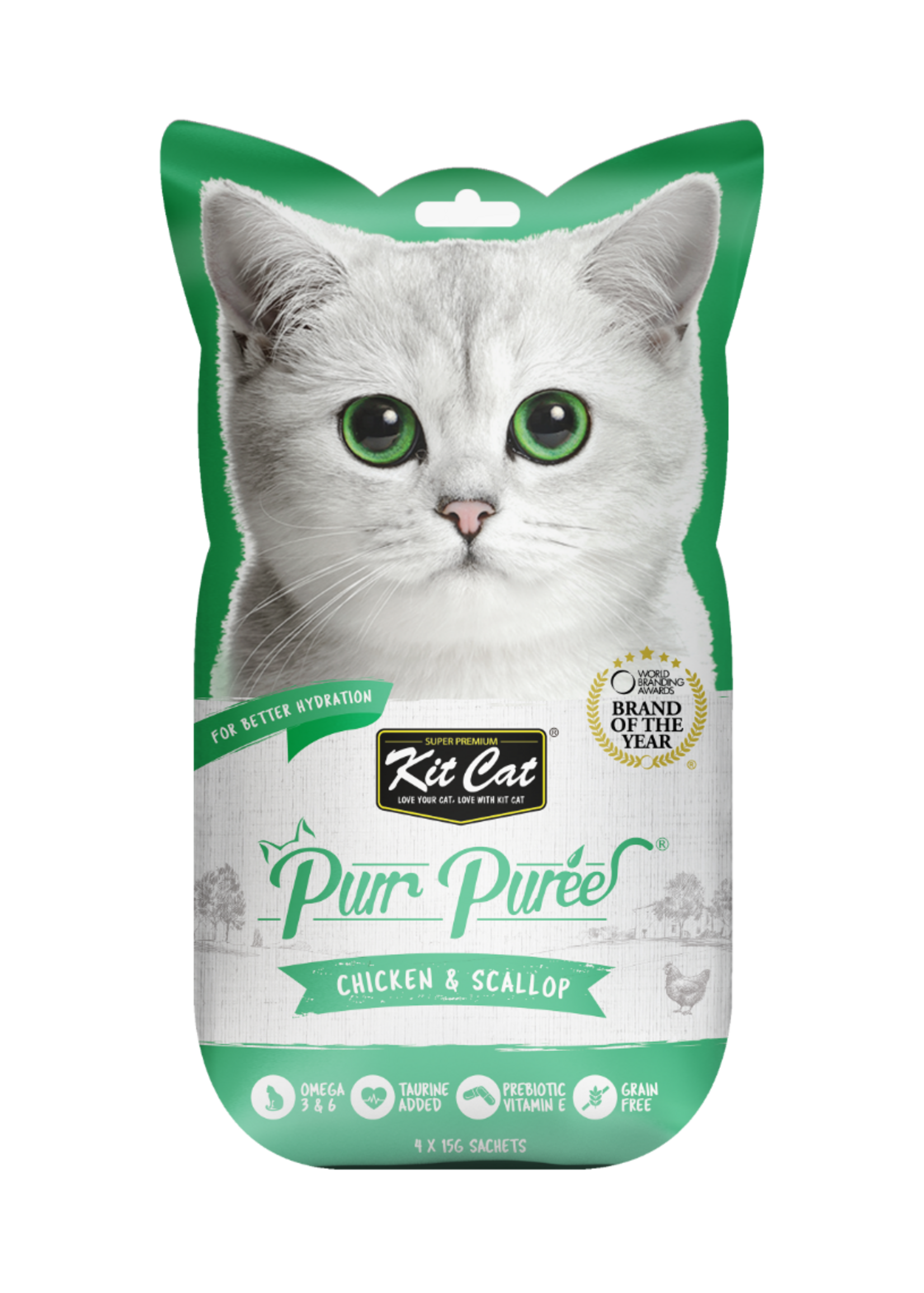Kit Cat Kit Cat Purr Purees Chicken & Scallop Cat Treat 4 x 15gm