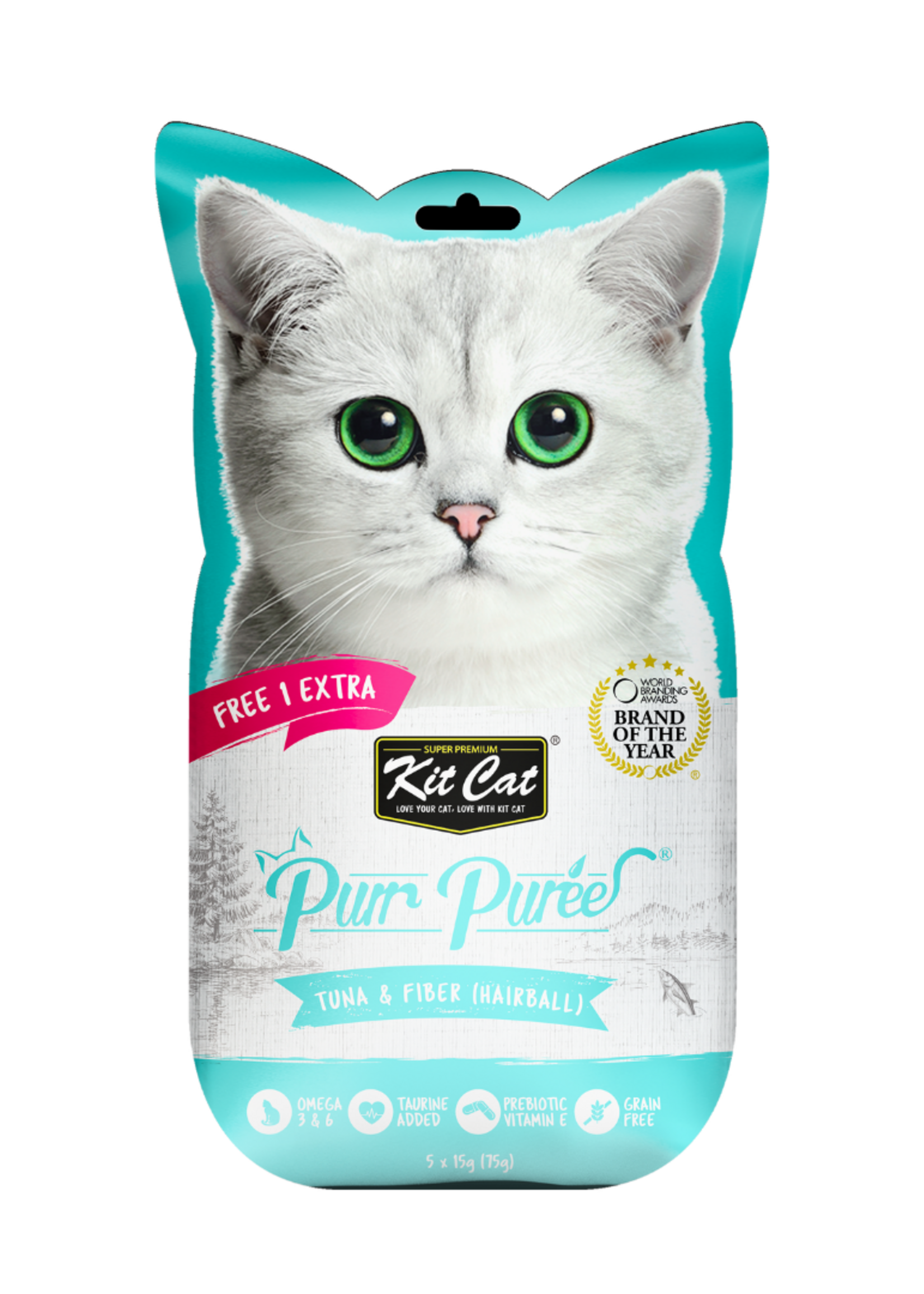 Kit Cat Kit Cat Purr Purees Tuna & Fiber (Hairball) Cat Treat 4 x 15g