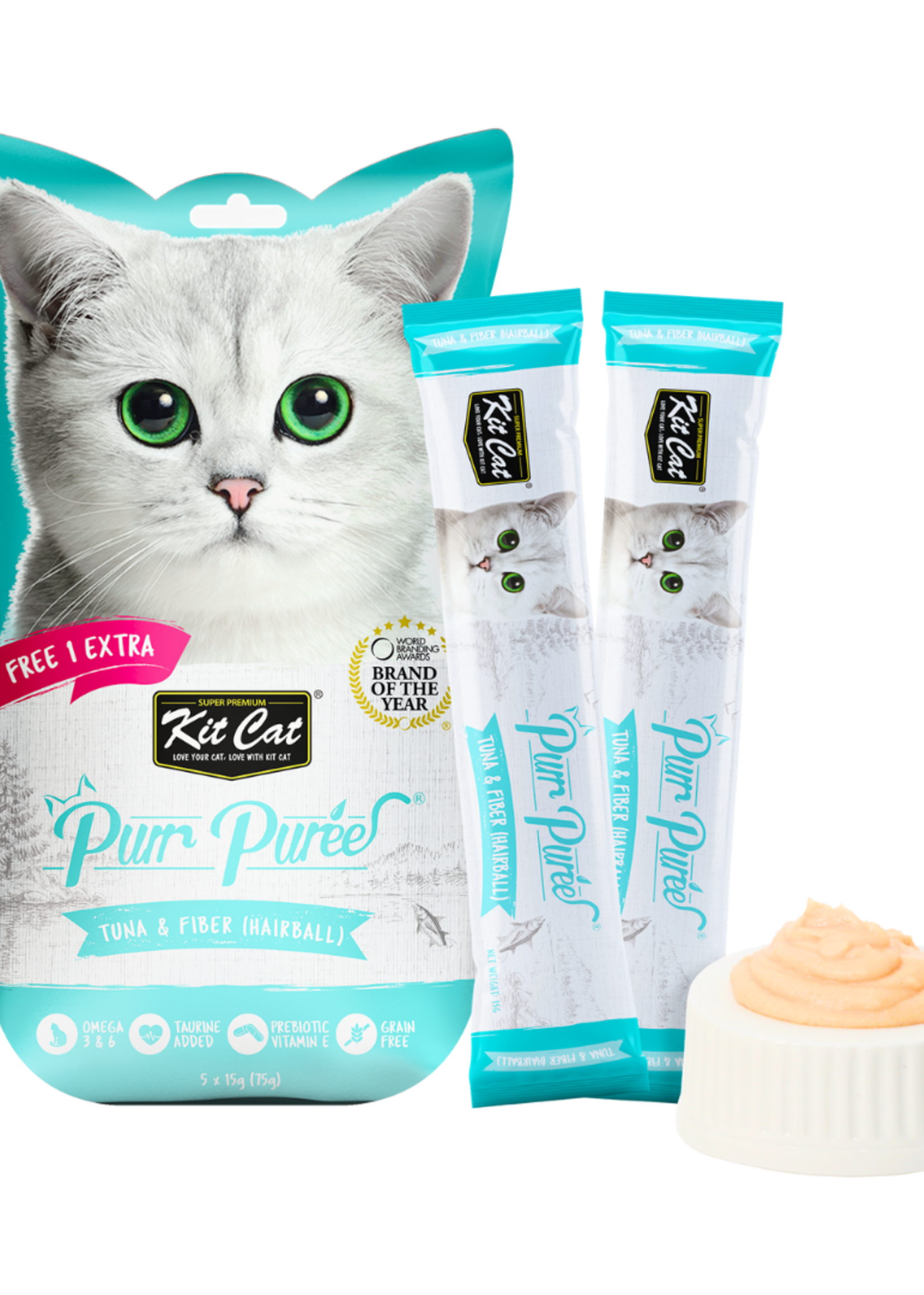 Kit Cat Kit Cat Purr Purees Tuna & Fiber (Hairball) Cat Treat 4 x 15g