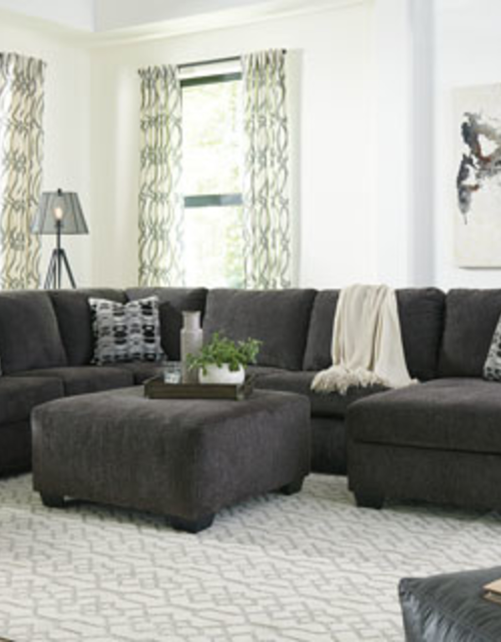 Ballinasloe Ottoman (Smoke) - Displayed in Showroom as a Sectional in Platinum