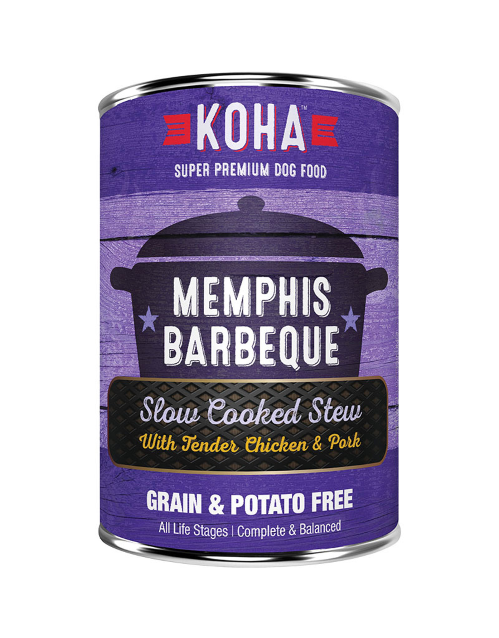 KOHA Koha Memphis BBQ Slow Cooked Stew Chicken & Pork Recipe Dog Food 12.7oz