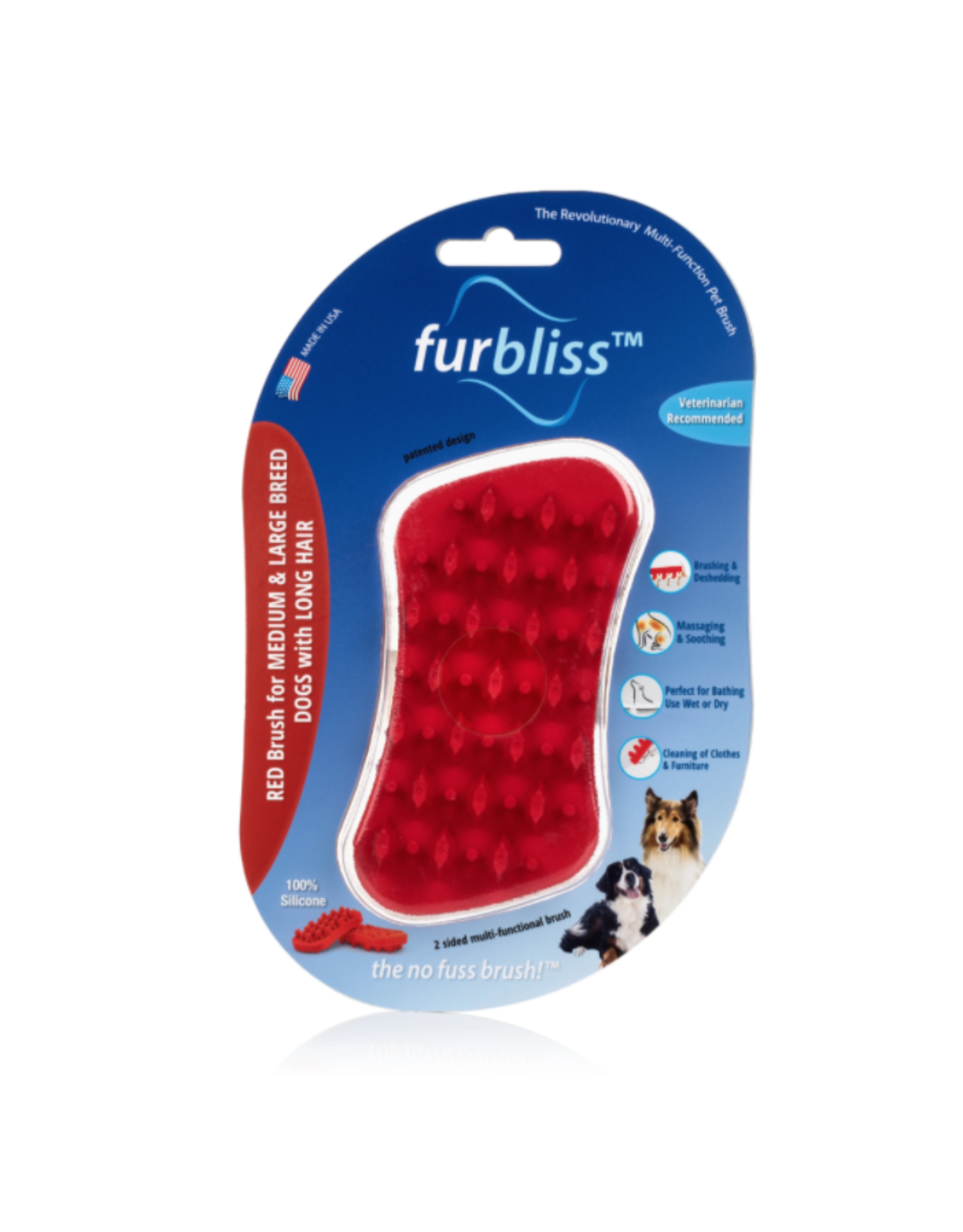 Furbliss Furbliss Red Brush for Large Pets w/Long Hair