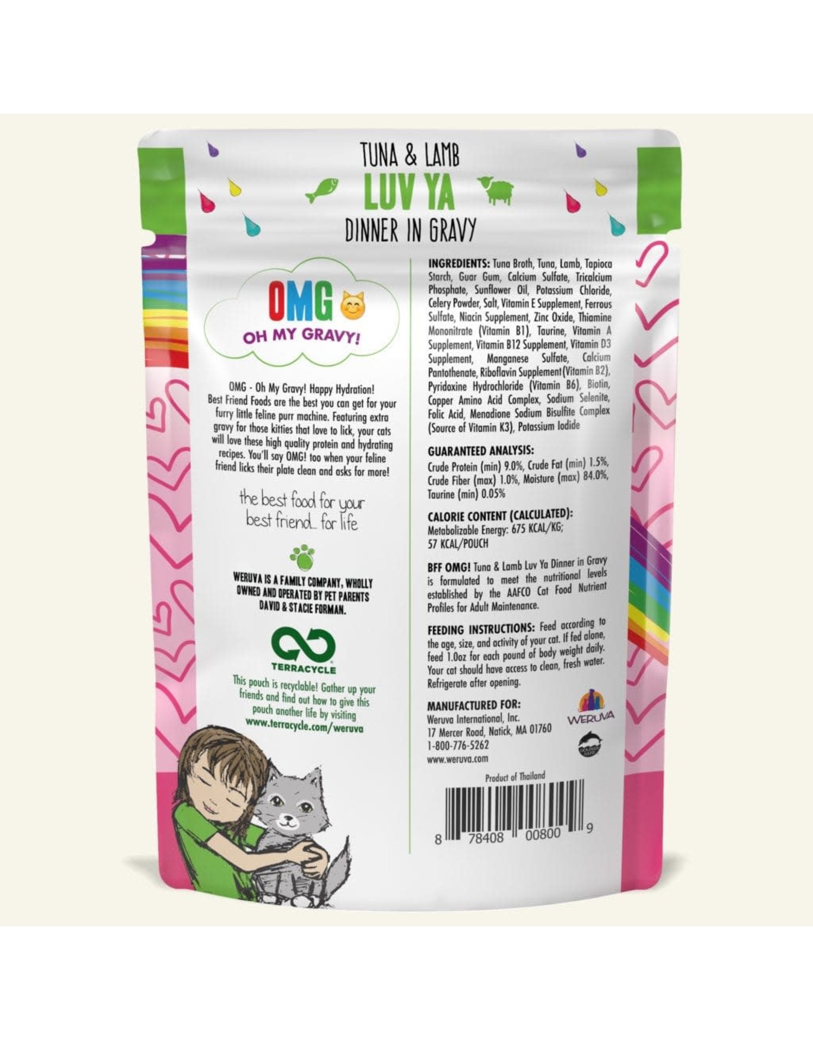 Weruva Weruva BFF OMG Luv Ya Tuna & Lamb Dinner in Gravy Cat Food 3oz Pouch