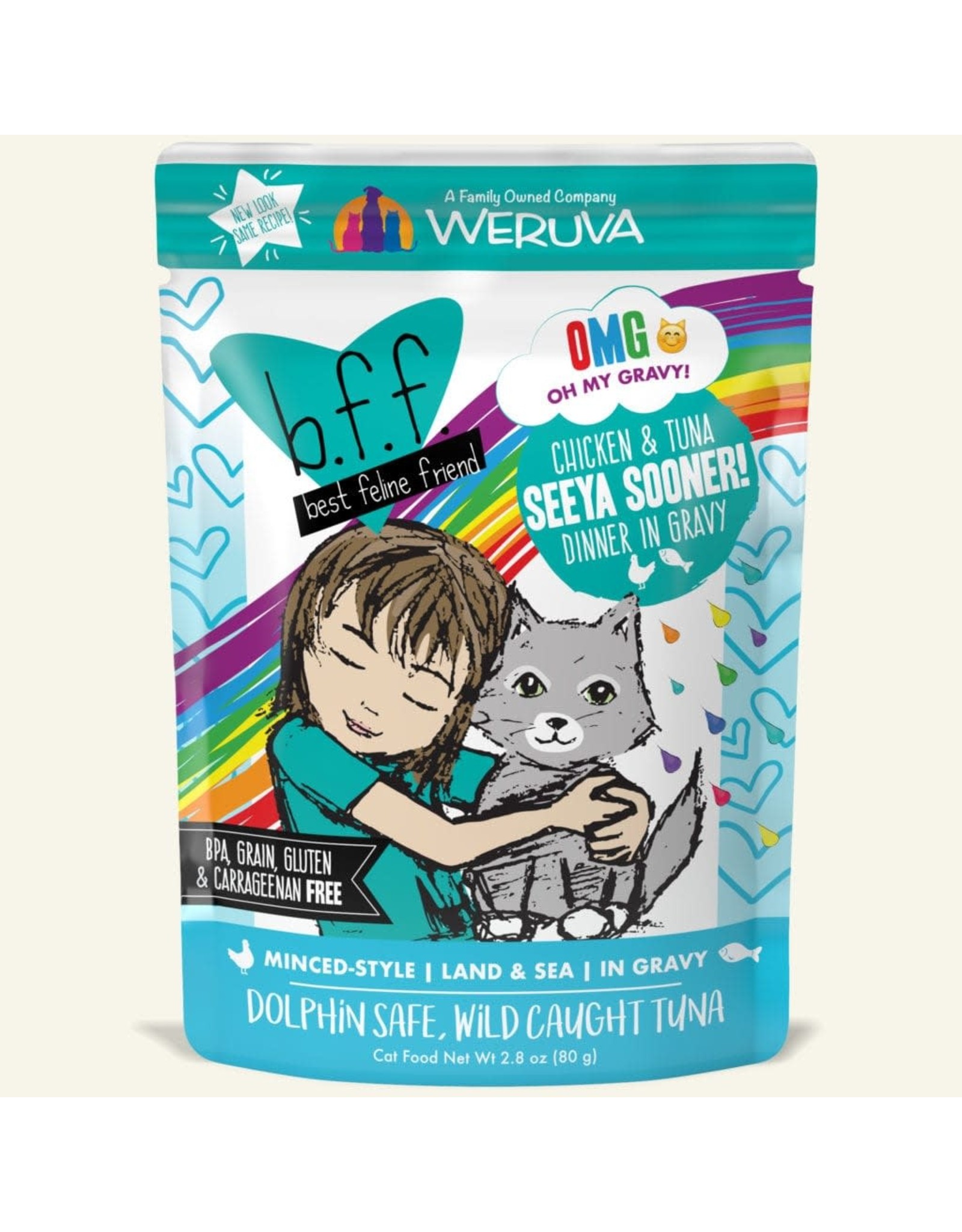 Weruva Weruva BFF OMG  Seeya Sooner Chicken & Tuna Dinner in Gravy Cat Food 2.8oz Pouch