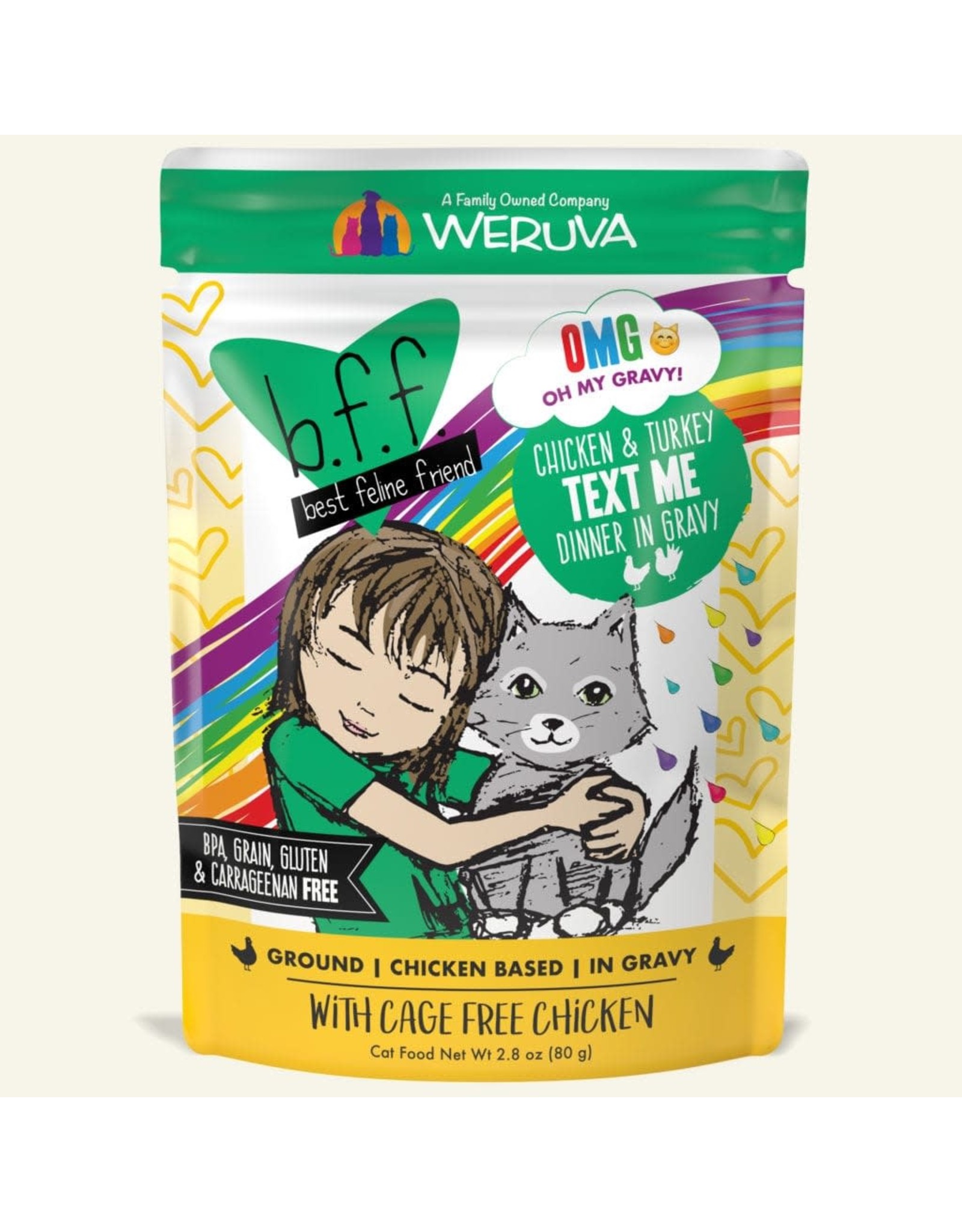 Weruva Weruva BFF OMG Text Me Chicken & Turkey Dinner in Gravy Cat Food 2.8oz Pouch