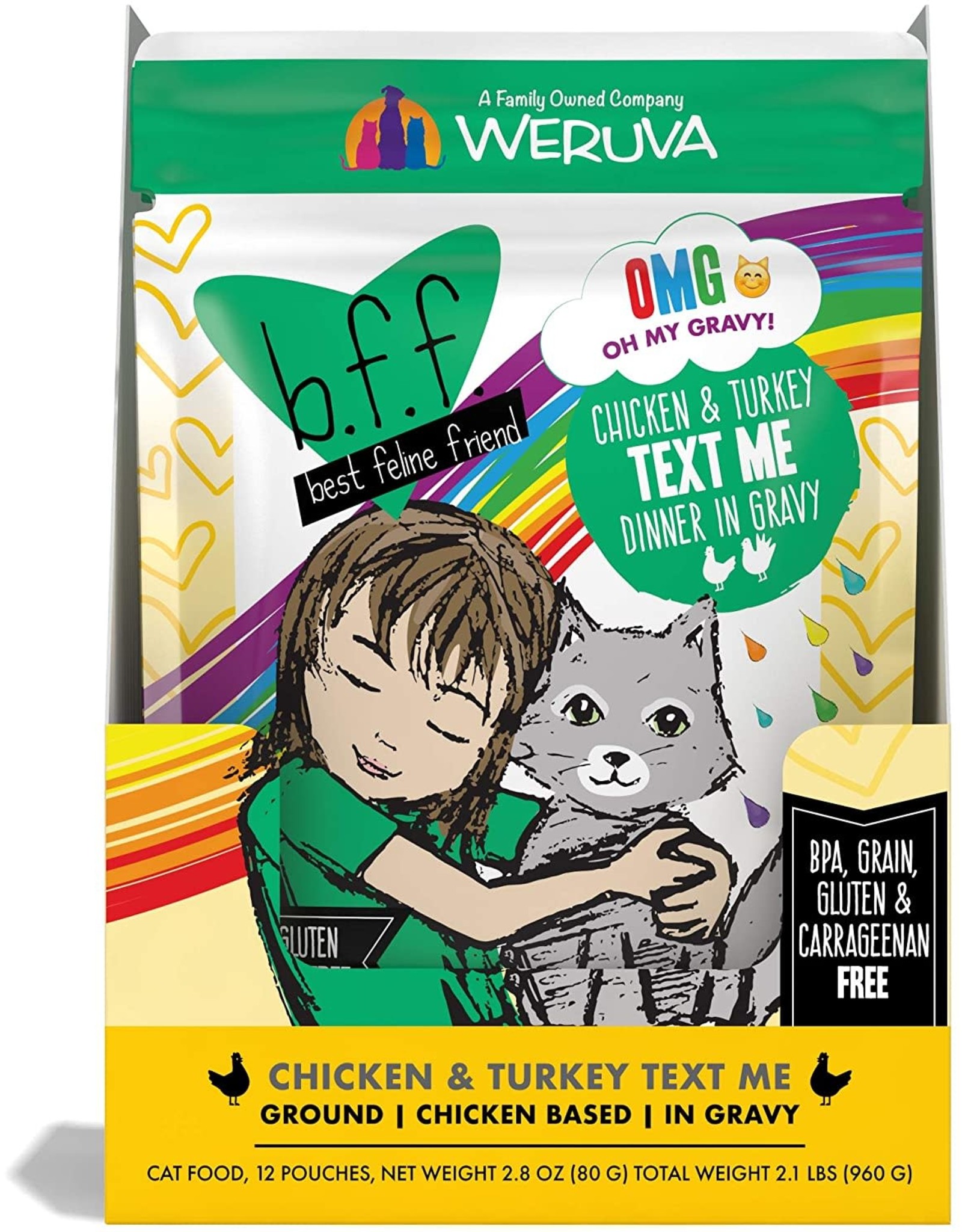 Weruva Weruva BFF OMG Text Me Chicken & Turkey Dinner in Gravy Cat Food 2.8oz Pouch