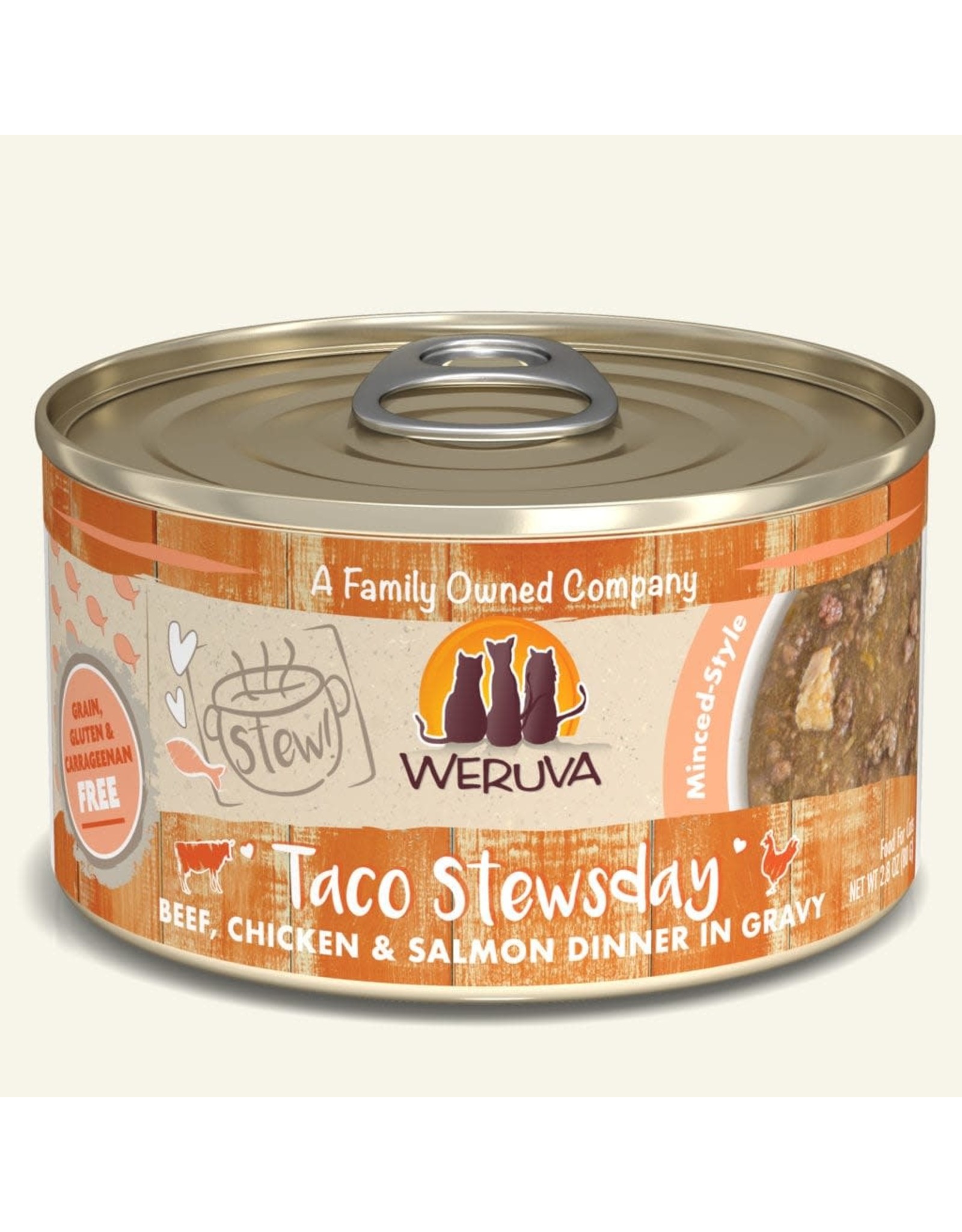Weruva Weruva Taco Stewsday Beef, Chicken & Salmon Dinner in Gravy Cat Food 2.8oz