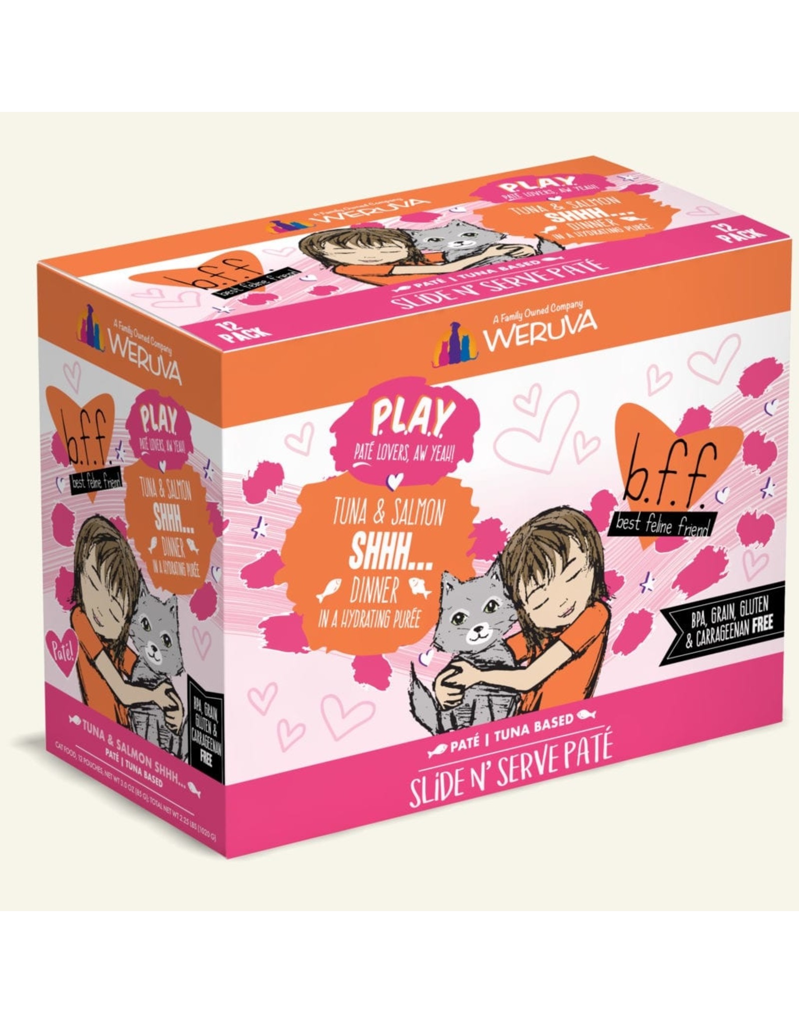 Weruva Weruva BFF PLAY SHHH... Tuna & Salmon Dinner Slide N' Serve Pate Cat Food 3oz Pouch