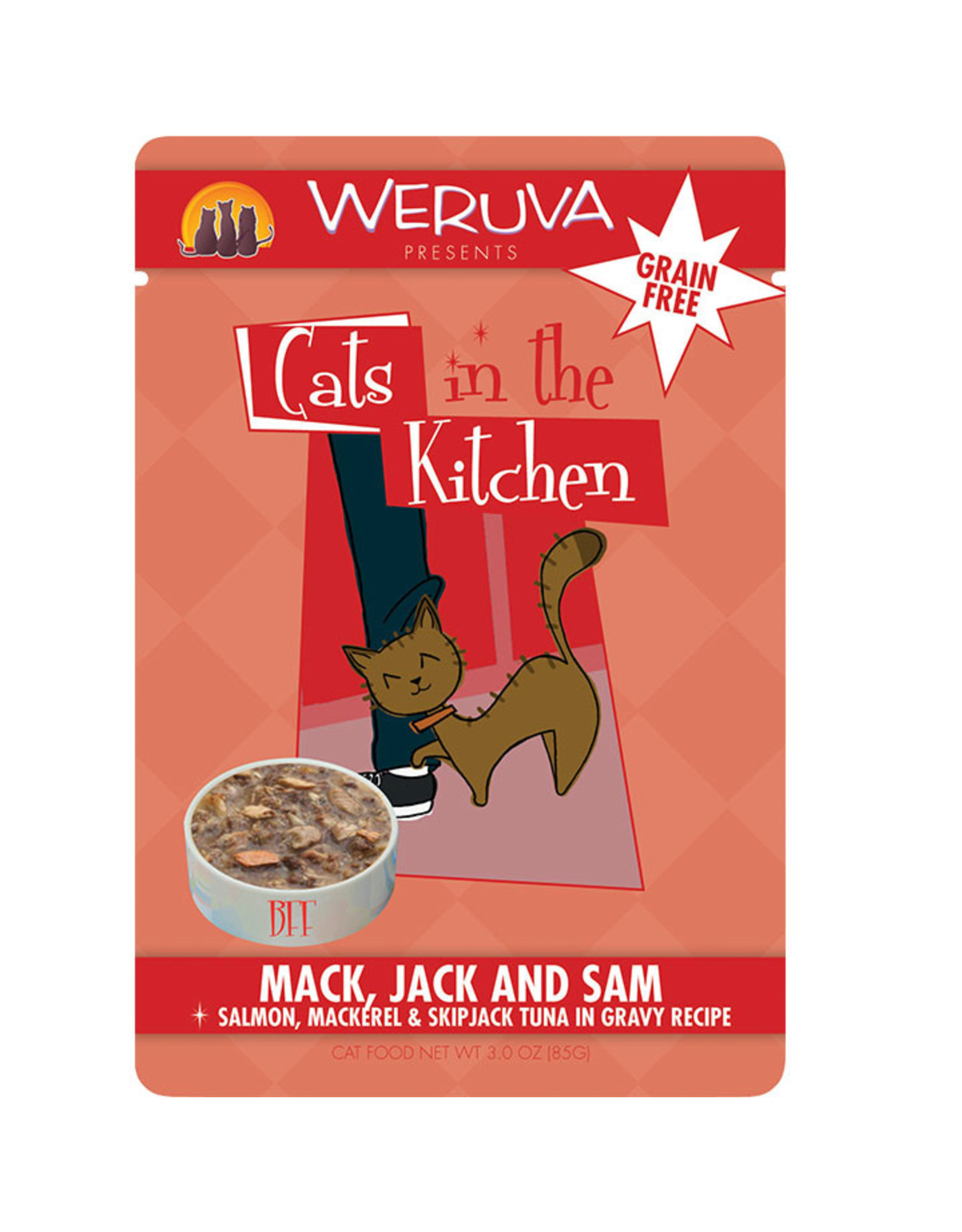 Weruva Weruva Cats in the Kitchen Mack, Jack & Sam Salmon, Tuna & Mackerel in Gravy Cat Food 3oz Pouch