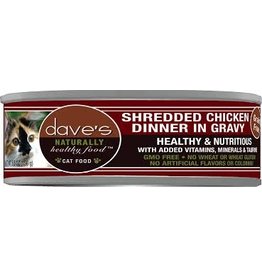 Dave's Pet Food Dave's Healthy & Nutritious Shredded Chicken Dinner in Gravy Cat Food. 5.5oz