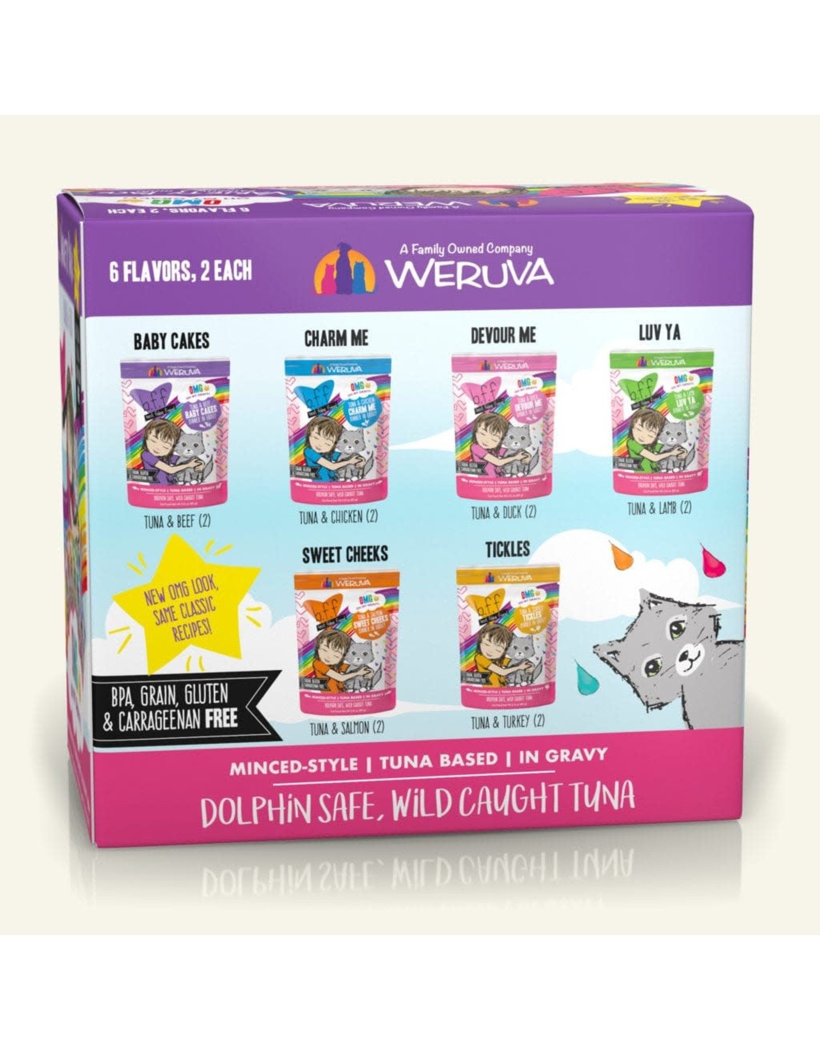 Weruva Weruva BFF OMG Rainbow A Gogo Variety Pack Cat Food 3oz Pouch 12/cs